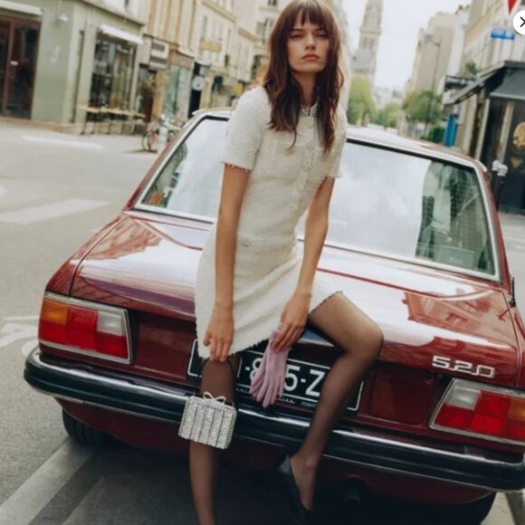 Self Portrait Textured Boucle Minidress NWT S Channel vibes soft yet structured - Picture 10 of 11